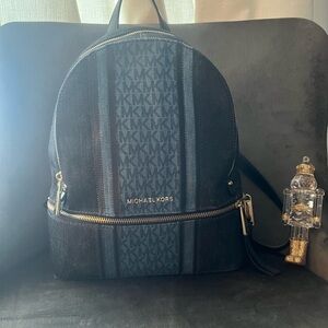 Michael Kors Blue and Black Logo Backpack